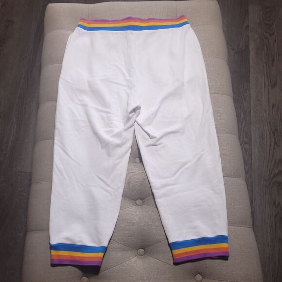 Disney Parks Disneyland Cropped Joggers Sweatpants Womens Large Rainbow Trim - Picture 2 of 10
